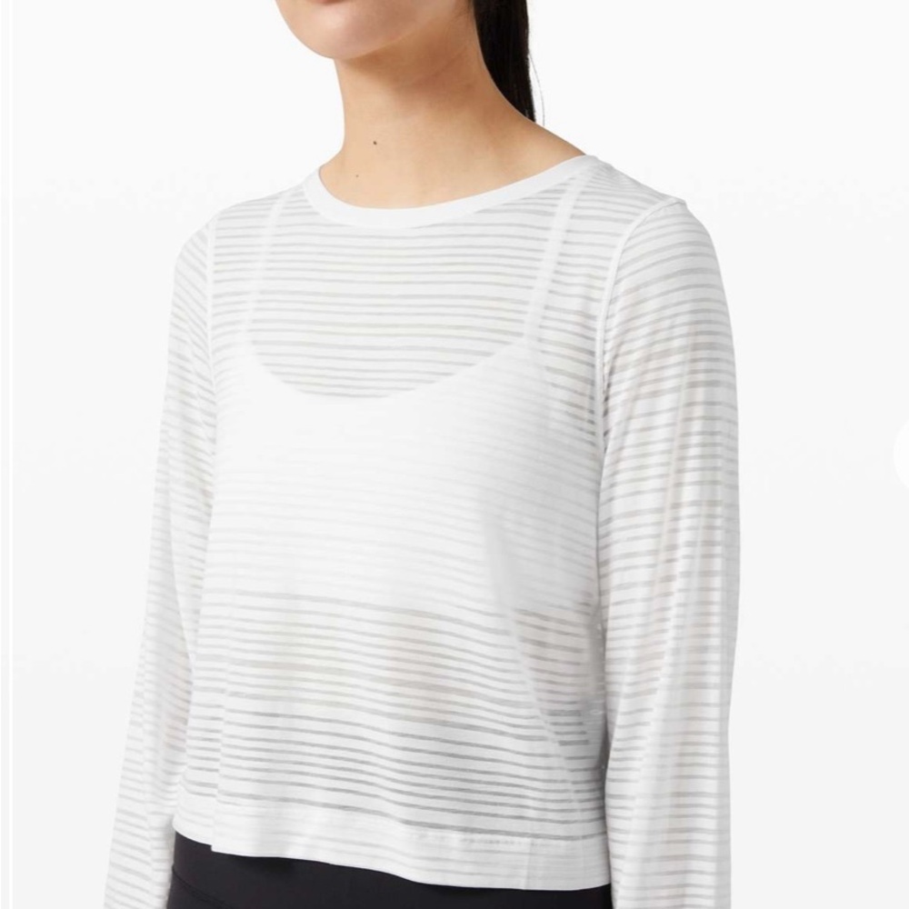 Lululemon Athletica White Striped Blouse